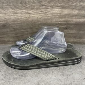 Rainbow Flip Flops Mens Size XL (11-12) Black Leather Thong Slip On